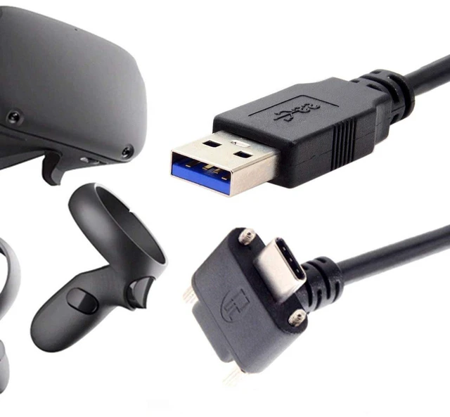 Alt view image 4 of 7 - AJMRTC VR Link Cable 500cm,USB3.1 Type-C Dual Screw Locking to Standard USB3.0 Data Cord,Compatible with Quest VR Headset,High Speed Stable Signal for VR Game Streaming & Data Transfer
