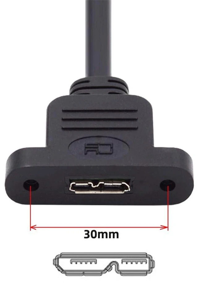 Alt view image 3 of 7 - AJMRTC 480Mbps USB2.0 Type-B Male to Micro USB 3.0 Type-B Female Screw Panel Mount Extension Cable 50cm, Industrial Panel Mount Cord for Printer, Scanner, HDD, Embedded Devices