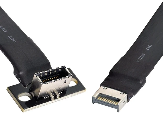 Alt view image 4 of 6 - AJMRTC USB 3.1 Front Panel IDC Header Male to Type-E Female M-F Motherboard Extension Data Cable 50cm, 10Gbps Internal Type-E Header Extension Wire for Desktop PC DIY Front Panel Upgrade