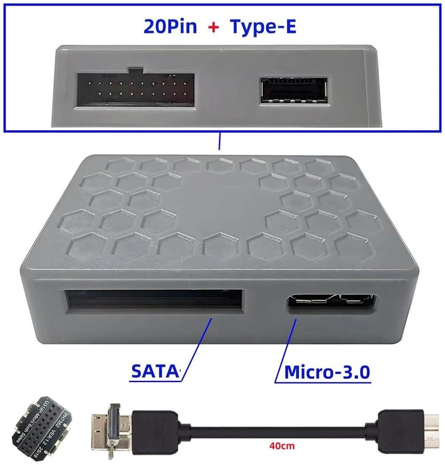 Alt view image 5 of 7 - AJMRTC USB3.1 Front Panel Splitter HUB PCBA, 5Gbps Type-E /19Pin /20Pin /Micro USB3.0 Header Input to Dual Female Type-E & 19/20Pin Socket, Internal Motherboard Adapter for Desktop PC DIY Upgrade