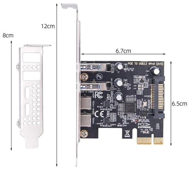 Alt view image 7 of 7 - AJMRTC 5Gbps USB3.1 Gen1 PCIe 1x Expansion Card, Dual Type-A & Type-C Female Ports PCI Express 1x Adapter with Low Profile Bracket for Desktop PC USB Port Upgrade