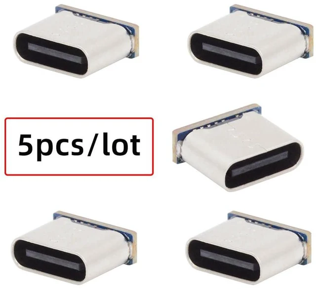 Alt view image 6 of 7 - AJMRTC 5Pcs/Lot DIY Solder Type-C Female Socket Connector, SMT Type DC 5V Power Jack Replacement for Micro USB 5Pin Female Port, PCB Soldering Repair Parts