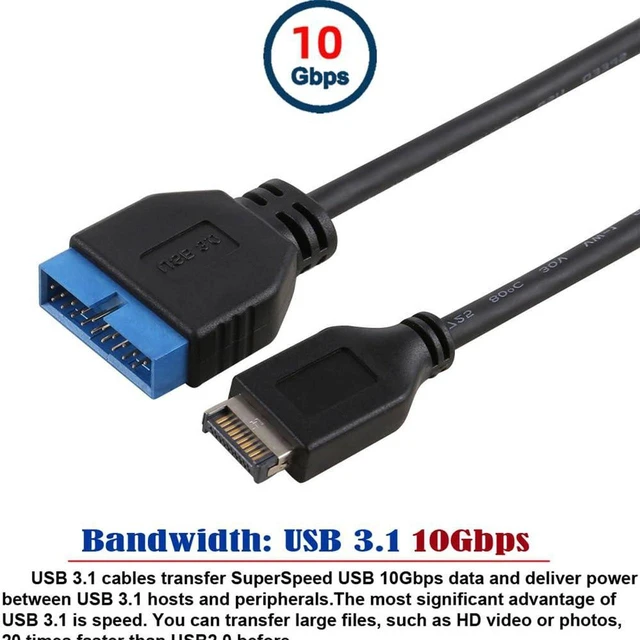 Alt view image 4 of 7 - AJMRTC USB3.1 Front Panel Header to USB3.0 20Pin Header Extension Cable 20cm, Internal Motherboard Front Panel Cord Compatible with ASUS Desktop PC DIY Chassis Upgrade