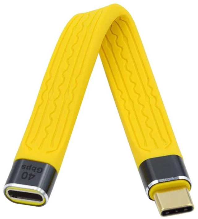 Alt view image 5 of 7 - AJMRTC Yellow USB4.0 Extension Cable, Slim Flat Male to Female 40Gbps Cord, 100W PD Charging, Supports 8K@60Hz Video, Backward Compatible with Thunderbolt 3/4 for Laptop, Dock, External SSD