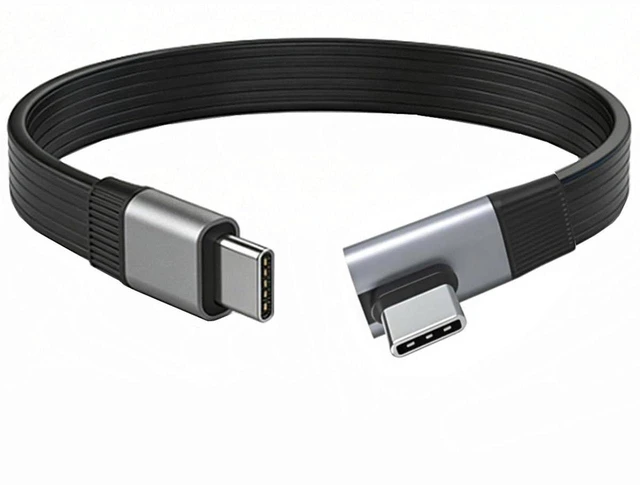 Main image of AJMRTC USB5.0 80Gbps Flat Slim FPC Male to Male Extension Cable 20cm, Low Profile 90 Degree Angled, 240W PD, 16K 8K@60Hz 5K Video, Backward Compatible with 40Gbps USB4.0 Thunderbolt3/4/5