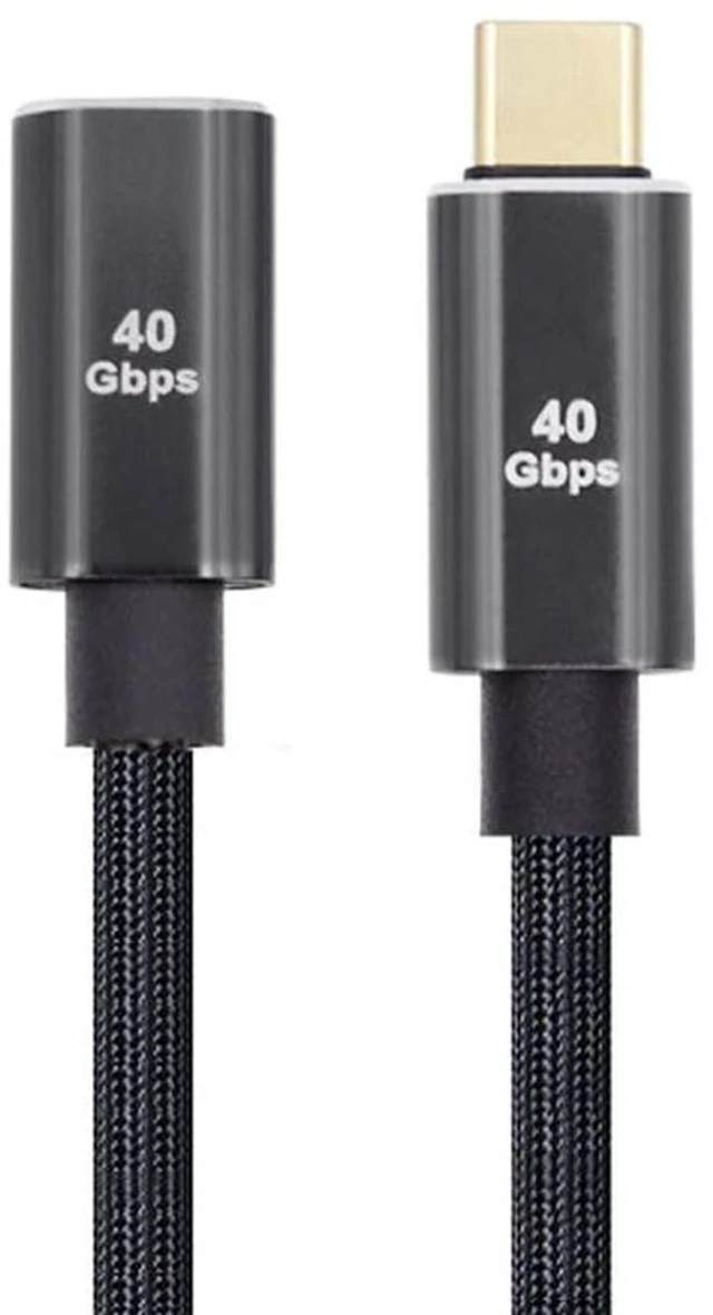 Main image of AJMRTC USB4 Extension Cable 30cm, Male to Female 40Gbps High Speed Cord, 100W PD Charging, Supports 8K@60Hz Video, Backward Compatible with Thunderbolt3/4 for Laptop, Dock, External SSD