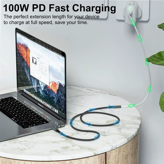 Alt view image 5 of 7 - AJMRTC USB4 Extension Cable 30cm, Male to Female 40Gbps High Speed Cord, 100W PD Charging, Supports 8K@60Hz Video, Backward Compatible with Thunderbolt3/4 for Laptop, Dock, External SSD