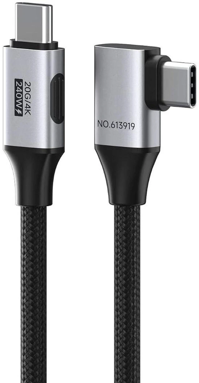Main image of AJMRTC USB4 V2.0 USB-C Cable 4.9FT, 90 Degree Right Angle Braided Cord, 80Gbps High Speed, 240W PD Fast Charging, 8K@60Hz Video, Compatible with Thunderbolt5/4, iPhone15 16 17 Pro Max, iPad Pro, MacBo