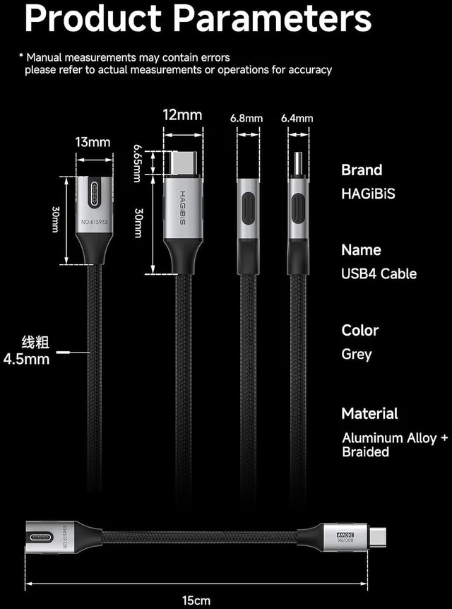 Alt view image 2 of 6 - AJMRTC USB4 V2.0 Braided USB-C Cable 4.9FT, 90 Degree Vertical Angled, 80Gbps High Speed, 240W PD Fast Charging, Supports 8K@60Hz Video, Compatible with Thunderbolt5/4 for iPhone15 16 17 Pro Max, iPad