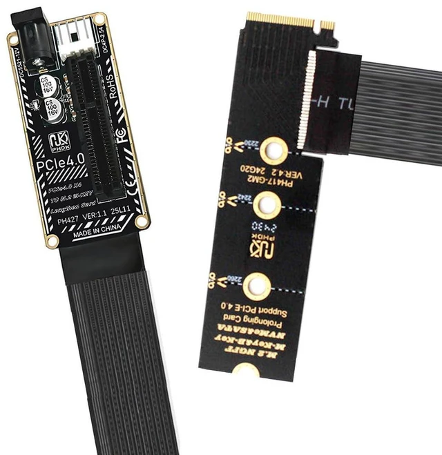 Alt view image 5 of 7 - AJMRTC 90 Degree Right Angled M.2 NGFF NVMe M-Key to PCIe X1/X4/X8/X16 Extension Cable, PCI-Express Graphics Card Adapter, M2 Extender Cord for 2260 2280 NVMe SSD GPU DIY PC Build