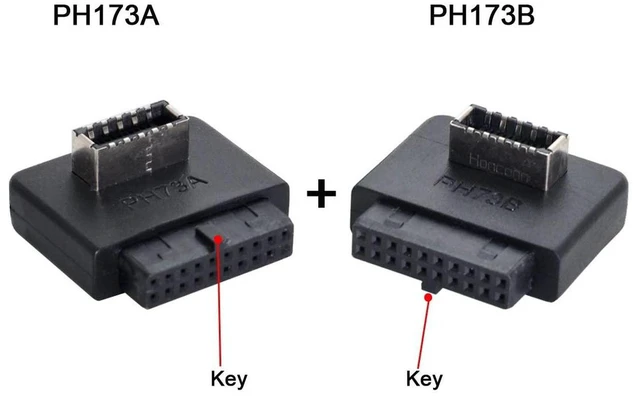 Alt view image 2 of 7 - AJMRTC 2Pcs USB3.1 Key-A Type-E Front Panel Socket to USB3.0 20Pin Male Header Adapter, Internal Motherboard USB Extension Converter, Desktop PC Chassis Front USB-C Connector for DIY PC Mod