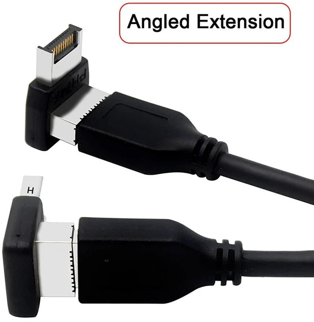 Alt view image 4 of 7 - AJMRTC 2Pcs Overmold USB 3.1 Front Panel Header Male to Female Type-E Motherboard Extension Cable, Type-E Data Adapter for PC Case Front Panel Motherboard Connection