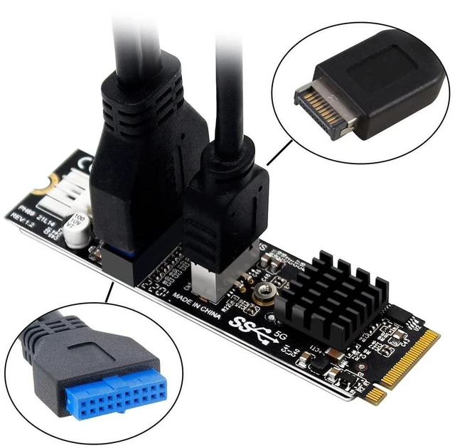 Alt view image 3 of 7 - AJMRTC VL805 M.2 M-Key Adapter, 5Gbps USB3.1 Type-E Front Panel Socket & USB2.0 to NVME NGFF M-Key Express Card, Motherboard M.2 Slot USB Port Expansion Card