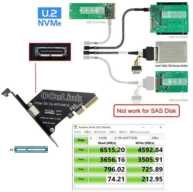 Alt view image 2 of 7 - AJMRTC PCIe 4.0 X4 to Oculink Adapter, SFF-8611/SFF-8612 to PCI Express Expansion Card, Oculink PCIe Adapter with 8cm & 12cm Slot Bracket for Motherboard Storage Expansion