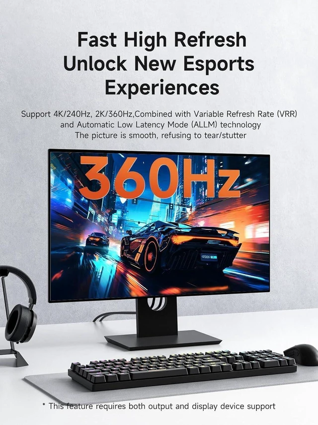 Alt view image 6 of 7 - AJMRTC Mini DisplayPort to DisplayPort 1.4 Cable 10FT, Bi-Directional Mini DP to DP1.4 Adapter Cord, 8K@60Hz 4K@240Hz 2K@360Hz, Compatible with Thunderbolt 2 for Gaming Laptop, MacBook, Monitor