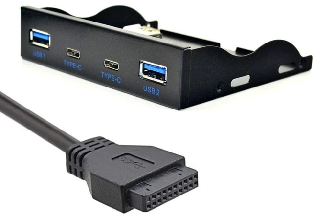 Alt view image 4 of 7 - AJMRTC 4-Port USB-C & USB3.0 Front Panel Hub, 3.5" Floppy Bay Mount, Motherboard 20Pin Header Internal Connection Cable, Desktop PC Case USB Expansion for DIY Gaming & Workstation Builds