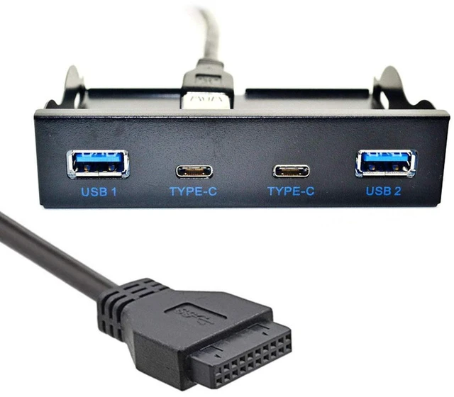 Alt view image 7 of 7 - AJMRTC 4-Port USB-C & USB3.0 Front Panel Hub, 3.5" Floppy Bay Mount, Motherboard 20Pin Header Internal Connection Cable, Desktop PC Case USB Expansion for DIY Gaming & Workstation Builds