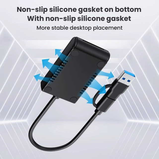Alt view image 2 of 7 - AJMRTC USB3.0 Type-A & Type-C to M.2 SSD Horizontal External Cable Docking Enclosure, RTL9210B Chipset, Dual Protocol for NVMe M-Key & NGFF SATA M.2 SSD, Portable External Storage Adapter
