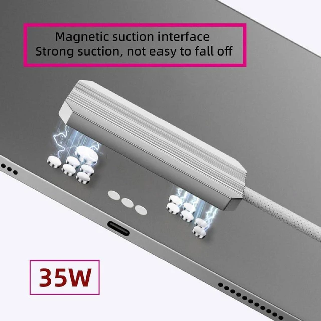 Alt view image 5 of 7 - AJMRTC USB-C to Magnetic Smart Connector Charging Cable 2M, 35W PD Fast Charging Alloy Magnetic Charging Cord, Compatible with iPad Pro 11" & 13" M4 M5 2024-2025, Safe Magnetic Charge Cable