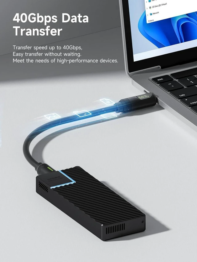 Alt view image 3 of 7 - AJMRTC USB4 Type-C Cable with LED Power Display, 240W PD Fast Charging, 40Gbps Data Transfer & 8K@60Hz Video Cord, Compatible with Thunderbolt 4/3, iPhone 17 16 15 Pro Max, iPad, MacBook Pro & Air