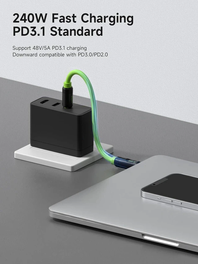 Alt view image 7 of 7 - AJMRTC USB4 Type-C to Type-C Cable with LED Digital Display, 240W PD Fast Charge, 40Gbps Data & 8K@60Hz Video Cord, Compatible with Thunderbolt 4/3, iPhone 17 16 15 Pro Max, iPad, MacBook Pro and Air