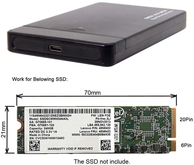 Alt view image 3 of 7 - AJMRTC USB-C Type-C to 20+6Pin ThinkPad X1 Carbon SATA SSD Enclosure, External Portable Hard Disk Case Adapter for ThinkPad X1 Carbon 20+6Pin SATA SSD, USB-C Storage Dock for Data Backup & Disk Readin
