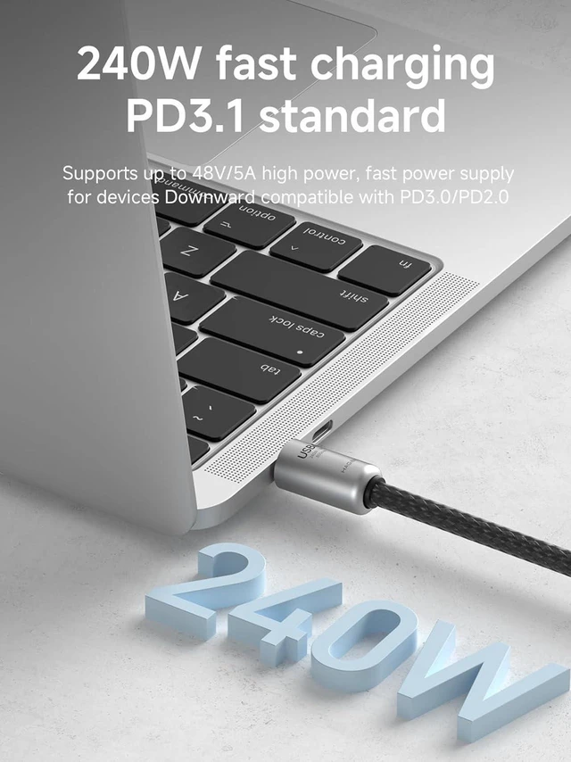 Alt view image 7 of 7 - AJMRTC Silver 30cm (1ft) USB4 Type-C to C Wrist Lanyard Cable, 80Gbps 240W PD Fast Charge & 8K@60Hz Video Portable Short Cord for iPhone 17 16 15 Pro Max, iPad Pro, Thunderbolt 5/4/3, External SSD