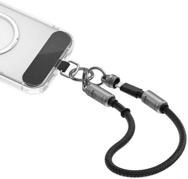 Main image of AJMRTC Grey 30cm (1ft) USB4 Type-C to C Wrist Lanyard Cable, 80Gbps 240W PD Fast Charge & 8K@60Hz Video Portable Short Cord for iPhone 17 16 15 Pro Max, iPad Pro, Thunderbolt 5/4/3, External SSD
