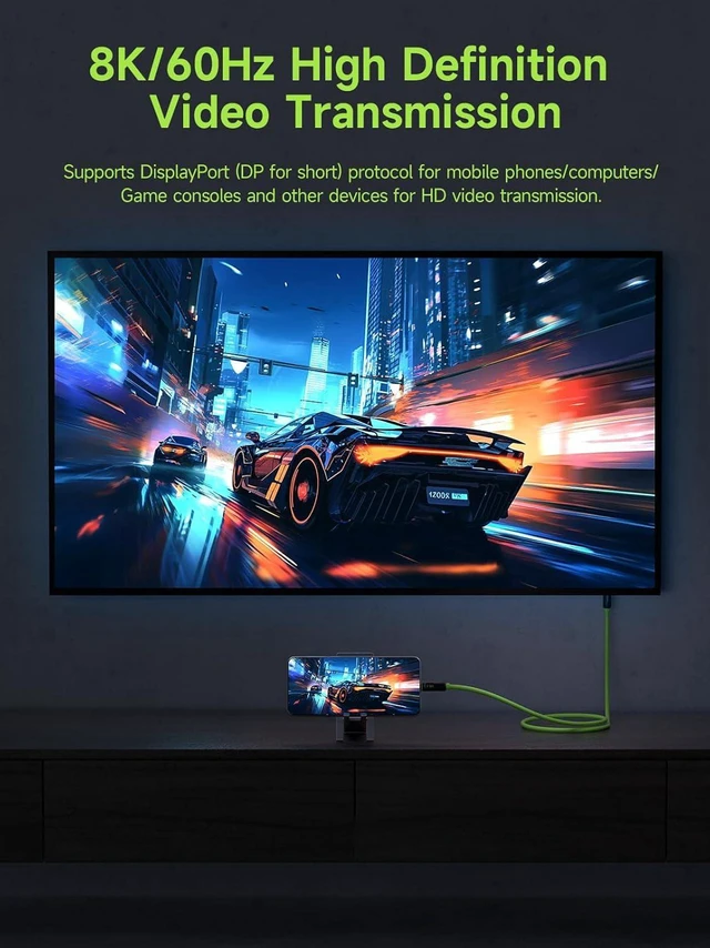 Alt view image 5 of 7 - AJMRTC Green Braided USB4 Type-C Cable 3.3FT with LED Power Display, 240W PD Fast Charge, 40Gbps Data Transfer, 8K@60Hz Video Cord Compatible with Thunderbolt 4/3, iPhone 17 16 15 Pro Max, iPad, MacBo