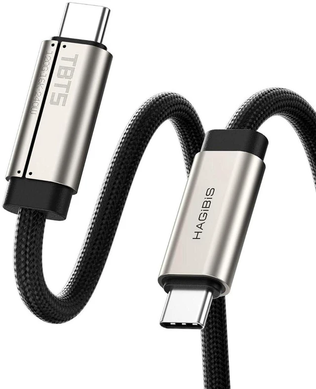 Main image of AJMRTC TBT5 Intel Certified USB-C Cable, 120Gbps Data, 240W PD Charging, 16K@60Hz Video, Thunderbolt 5/4/3 & USB4 Compatible, for iPhone 17/16/15, MacBook, Laptops, Titanium Shell, 1.6ft