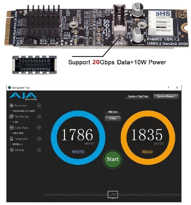 Alt view image 3 of 7 - AJMRTC 20Gbps USB 3.1 Front Panel Type-E to M-Key NVMe NGFF Adapter Card, ASM3242 Chipset, USB3.1 Type-E Socket to M.2 M-Key PCIe Express Converter for Desktop Motherboard