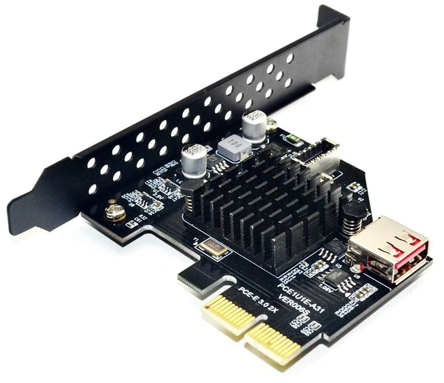 Alt view image 6 of 6 - AJMRTC PCIe Express Adapter Card, PCI-E to USB 3.1 Front Panel Socket & USB 2.0 Port Converter, PCI Express Expansion Card Adds Internal USB3.1 Type-E and USB2.0 Header for Desktop Motherboard