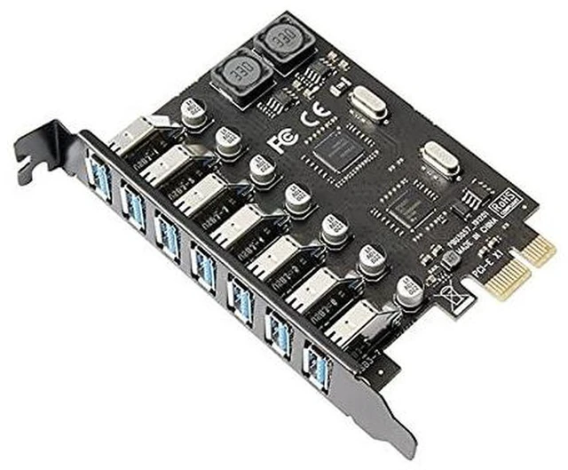 Main image of AJMRTC 7 Ports PCI-E to USB 3.0 HUB PCI Express x1 Expansion Card Adapter, 5Gbps SuperSpeed PCIe USB 3.0 Add-on Card for Desktop Motherboard, Plug and Play, Compatible with Windows 11/10/8/7, Linux