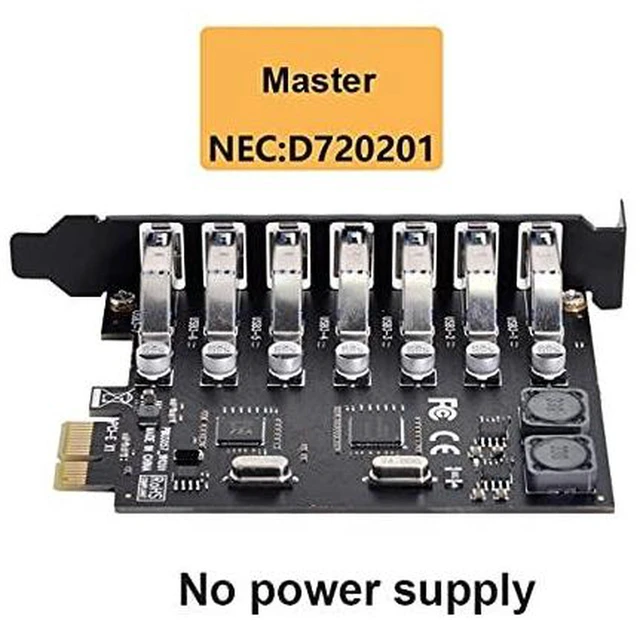 Alt view image 5 of 7 - AJMRTC 7 Ports PCI-E to USB 3.0 HUB PCI Express x1 Expansion Card Adapter, 5Gbps SuperSpeed PCIe USB 3.0 Add-on Card for Desktop Motherboard, Plug and Play, Compatible with Windows 11/10/8/7, Linux