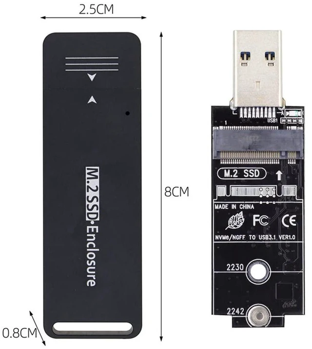 Alt view image 3 of 7 - AJMRTC USB 3.0 to NVMe M-Key M.2 NGFF SATA SSD External PCBA Case Converter Adapter with RTL9210B Chipset, Dual Protocol M.2 SSD Enclosure Board, Supports NVMe & SATA M.2 SSD for Desktop Laptop