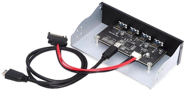 Main image of AJMRTC 4-Port 10Gbps Front Panel Internal USB 3.1 Gen2 Hub Adapter for 5.25" Bay, Type-C & Type-A Output Ports, Connect to Motherboard via Internal Type-E Header, 10Gbps High Speed Chassis Front USB
