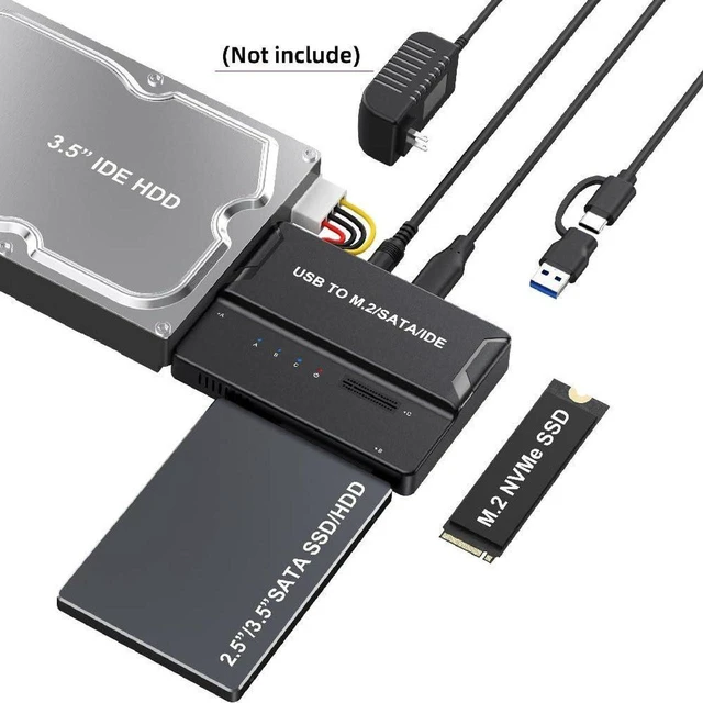 Alt view image 5 of 7 - AJMRTC USB3.0 USB-C to Dual M.2 NVMe M-Key, 2.5/3.5" SATA & 40Pin IDE SSD External PCBA Enclosure, Multi-protocol PCBA Board for M.2, SATA, IDE Drives, Multi-type Storage Adapter for Data Backup