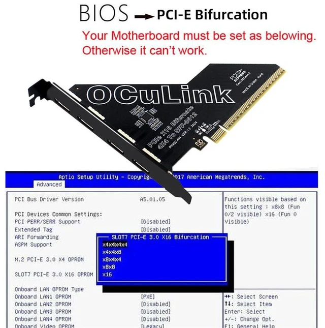 Alt view image 3 of 7 - AJMRTC 4-Port PCIe 4.0 X16 to Oculink Adapter Card, PCI Express Expansion Card SFF-8611 / SFF-8612 with 12cm Slot Bracket, Quad Oculink Ports for Server Workstation NVMe SSD Storage Expansion