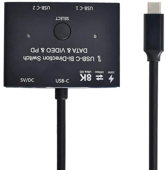 Alt view image 4 of 7 - AJMRTC USB-C Bi-Direction MST 1 to 2 Hub with 50cm Cable, 8K@30Hz Video, 100W PD Charging, 10Gbps Data Transfer, Type-C Bi-directional Splitter for Multi-Monitor, Laptop and Portable Display