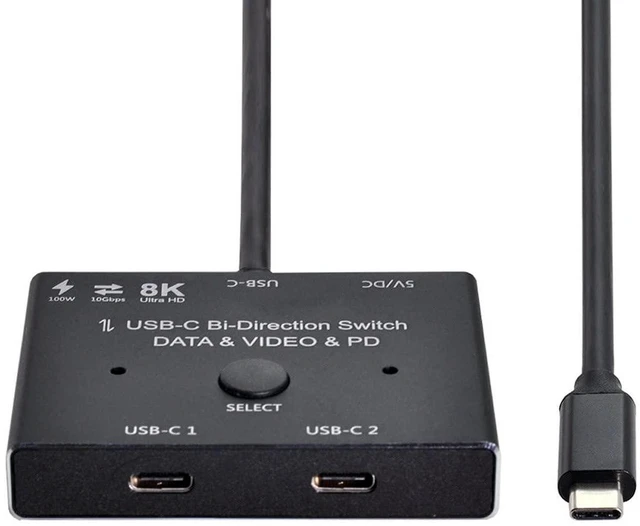 Alt view image 2 of 7 - AJMRTC USB-C Bi-Direction MST 1 to 2 Hub with 50cm Cable, 8K@30Hz Video, 100W PD Charging, 10Gbps Data Transfer, Type-C Bi-directional Splitter for Multi-Monitor, Laptop and Portable Display
