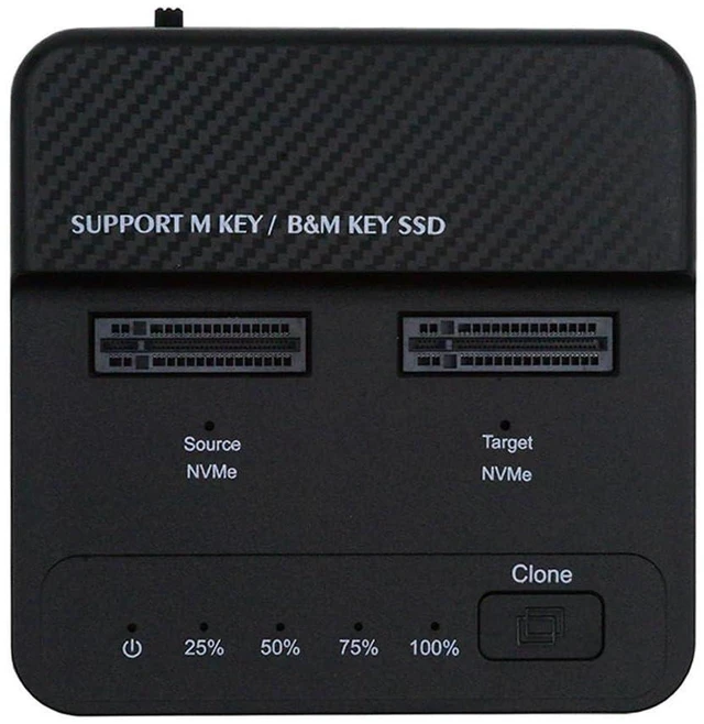 Main image of AJMRTC Dual-Bay M.2 NVMe SSD Cloner, 20Gbps USB-C 3.2 Gen2x2 NGFF M-Key Offline Duplicator Enclosure, One-Click Standalone Clone Docking Station for 2230 2242 2260 2280 PCIe NVMe SSDs, Windows Mac Lin