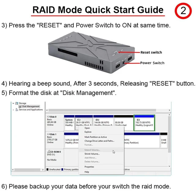 Alt view image 5 of 7 - AJMRTC Dual M.2 NVMe SSD RAID Enclosure, 20Gbps USB-C M-Key NGFF External RAID Adapter with Cooling Fan, Support RAID0 RAID1 JOBD BIG, Tool-Free Dual Bay Storage Case for PCIe NVMe SSDs