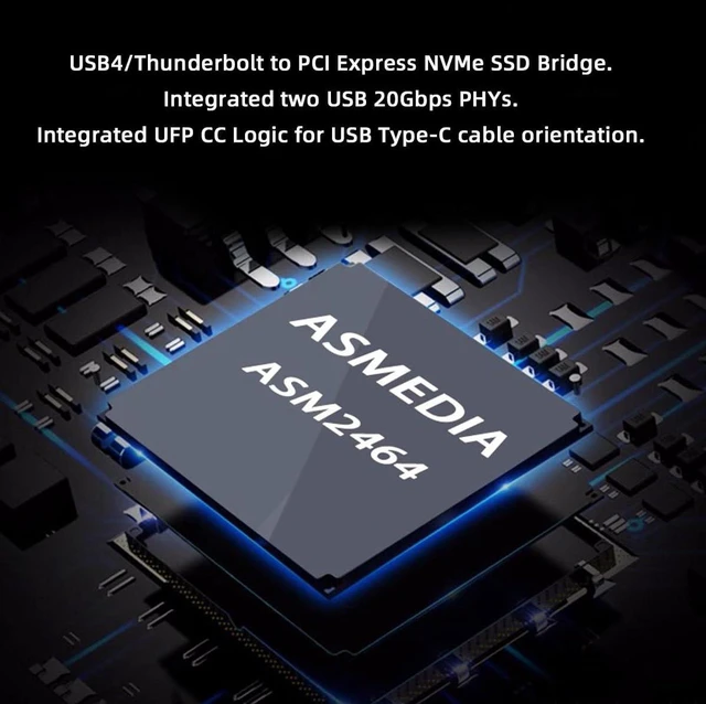 Alt view image 5 of 7 - AJMRTC USB4 40Gbps M.2 NVMe SSD Enclosure, USB Type-C to PCIe 4.0 x4 NGFF M-Key External Case with ASM2464 Chipset, Support 40Gbps USB4 & 20Gbps USB-C for 2230 2242 2260 2280 PCIe NVMe SSD
