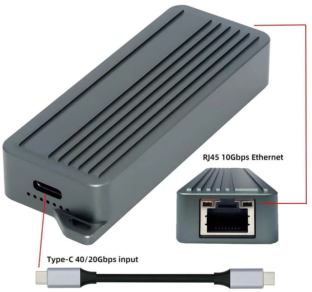 Alt view image 5 of 7 - AJMRTC USB4 USB3.2 Gen2 Type-C Ethernet Adapter, RTL8159 Chip USB-C to Multi-Gig LAN Converter, Supports 10Gbps/5Gbps/2.5Gbps/10000Mbps Gigabit Network, for Laptop Desktop PC NAS Network Expansion