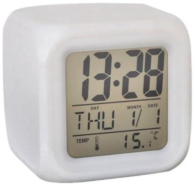 Main image of AJMRTC Digital LED Color Changing Alarm Clock, Multi-Function Desk Clock with Calendar, Temperature Display, Snooze Function, Brightness Adjustable LED Clock for Bedroom, Office, Kids Room Nightstand