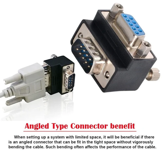Alt view image 7 of 7 - AJMRTC RS232 D-Sub 9Pin 90 Degree Down Angled Adapter, DB9 Male Screw Type to Female Nut Type Serial Port Extension Connector, Right Angle DB9 Serial Converter for Industrial Control, Serial Communica
