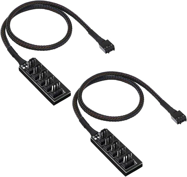 Main image of AJMRTC 4 Pin PWM Fan Hub Splitter Cable, 1 to 5 Way PC Case Fan Power Supply Extension Cord, PWM Fan Splitter Adapter for Motherboard, CPU Cooler, Computer Chassis Cooling Fans