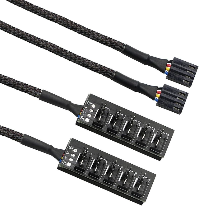 Alt view image 2 of 7 - AJMRTC 4 Pin PWM Fan Hub Splitter Cable, 1 to 5 Way PC Case Fan Power Supply Extension Cord, PWM Fan Splitter Adapter for Motherboard, CPU Cooler, Computer Chassis Cooling Fans