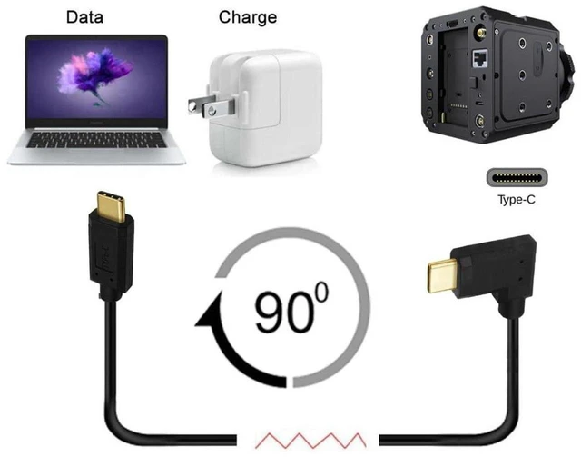 Alt view image 6 of 7 - AJMRTC USB C to C Flat Extension Cable, 90 Degree Angled USB-C Male to Male Cord, Flexible Flat Cable for Fast Charging & Data Transfer, Low Profile Right Angle USB-C Cable for Narrow Space, Portable