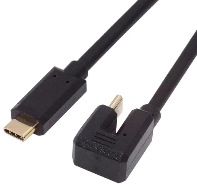 Main image of AJMRTC USB C to C Extension Cable, 180 Degree Angled USB-C Male to Male Cord, Fast Charging & Data Transfer Straight Angle USB-C Cable, Flexible Extension Wire for Portable SSD, Docking Station, Embed